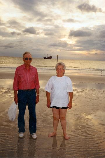 scan0001.jpg - Dean and Virginia at Clearwater Beach with the Pirate ship
