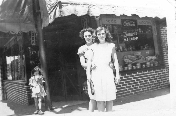 scan0024.jpg - Shirley and Donna McPhearson in front of Lawson Drugs, 12th and Bennington